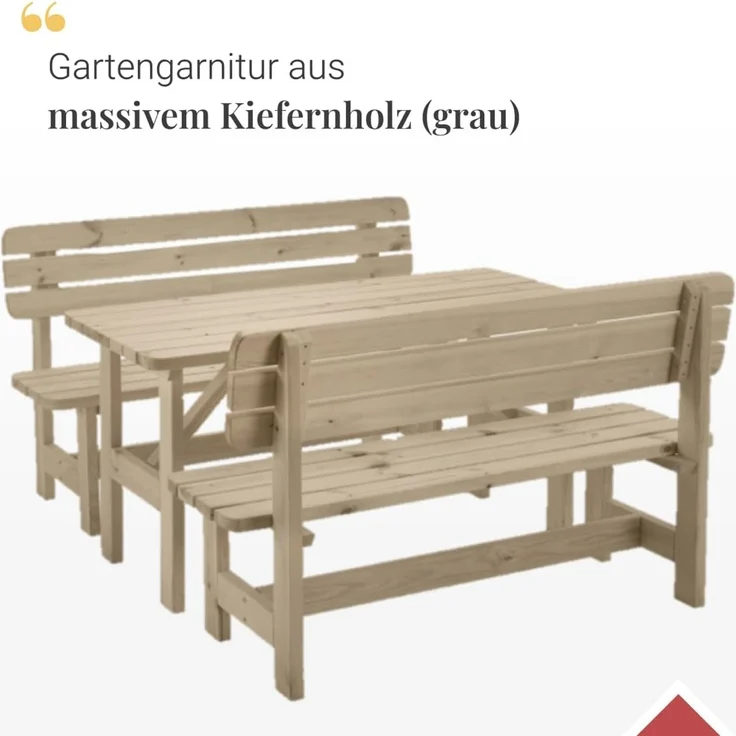 iWerk Massivholzgarnitur Kiefer grau 3-teilig – Bild 2