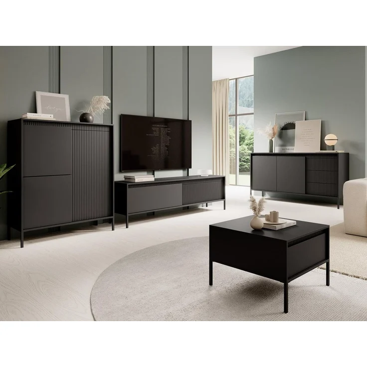 Compleo Schubkastenkommode mit drei Schubladen, gerillte Front, Elegant und Praktisch, Breite: 187 cm – Bild 3