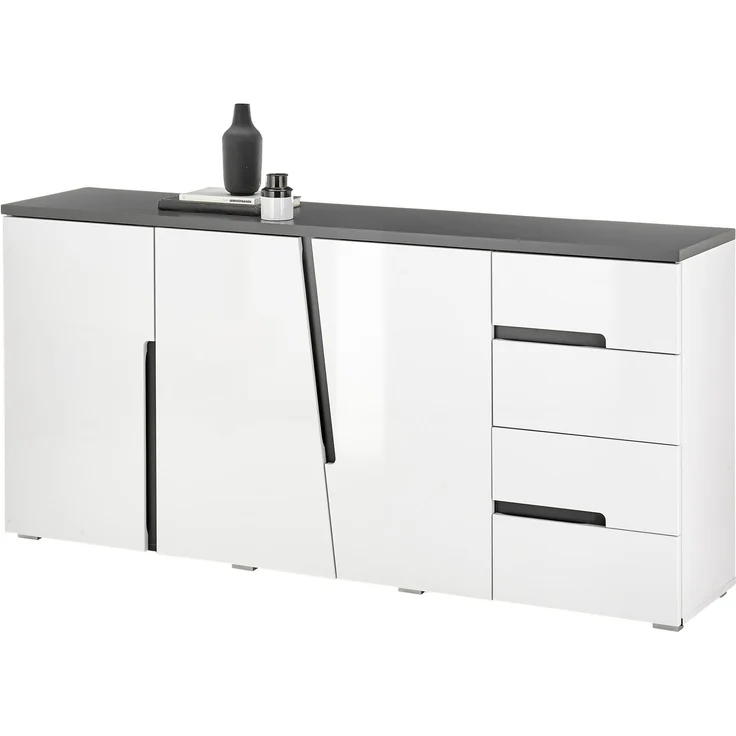 Kommode >Boston< in Weiß hochglanz - 176x83x38cm (BxHxT) – Bild 1