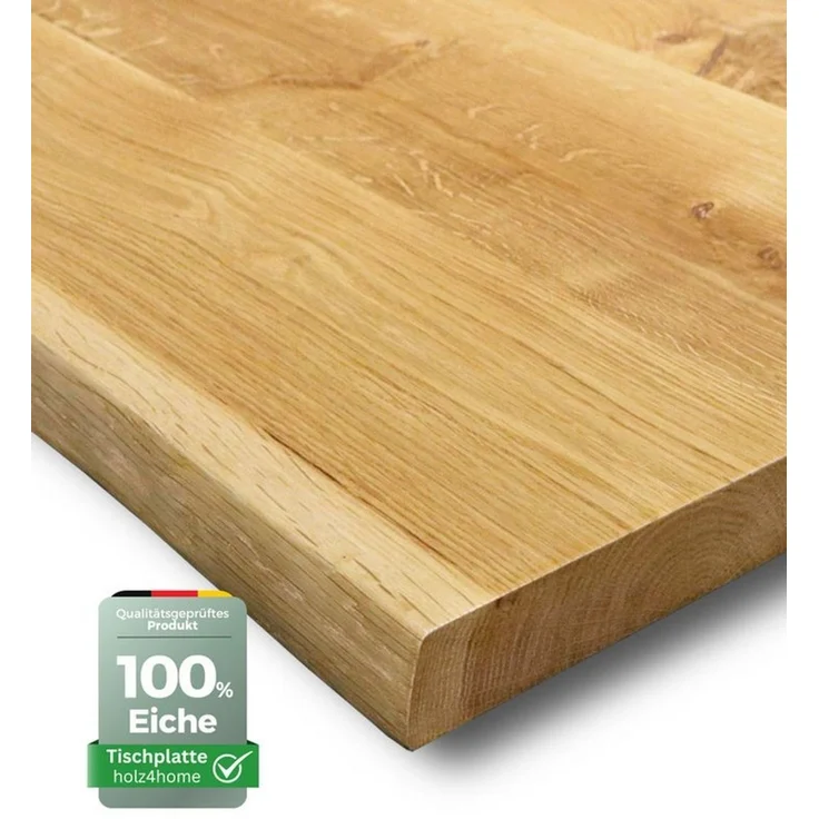 holz4home® Esstischplatte Massivholz Eiche mit Baumkante I Massivholzplatte Natur Geölt Echtholz, Vollflächig 4cm dickes Massivholz – Bild 5