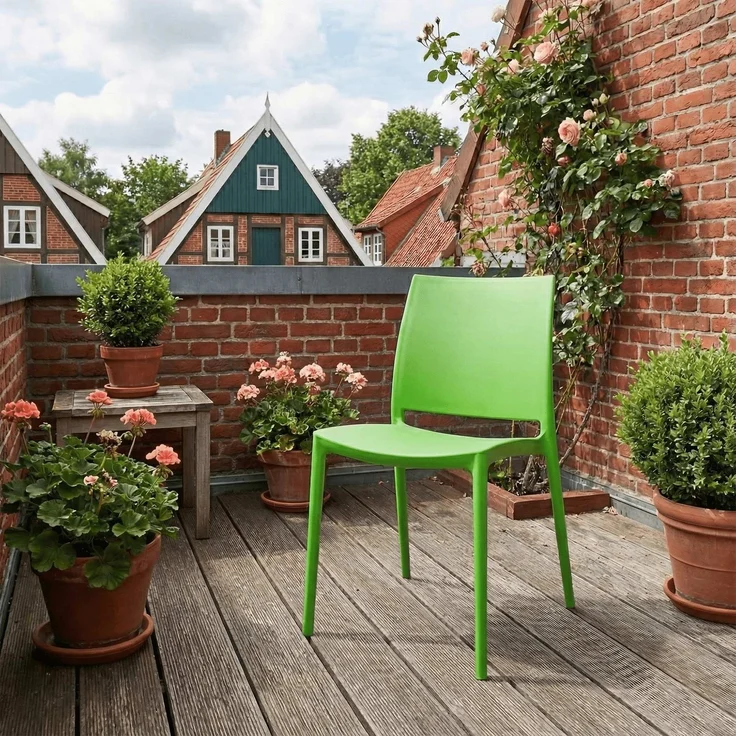 CLP 2er Set Gartenstühl Meton mit Lehne stapelbar wetterfest UV-beständig bis 150 kg,grün – Bild 3