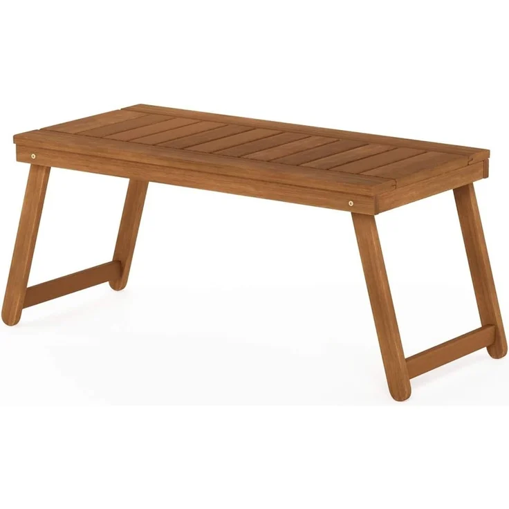 Furinno DALAM Patio-Tisch, klappbarer Outdoor-Beistelltisch mit Latten-Tischplatte, Couchtisch, für Innenbereich, Balkon, Terrasse, Garten, Veranda, Natur – Bild 1