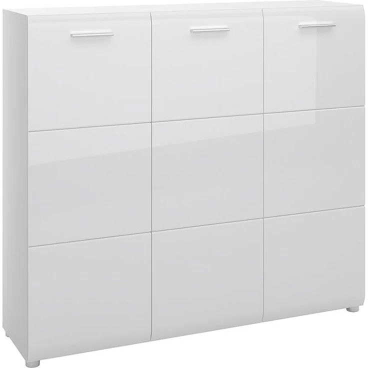 Schuhschrank Kommode 135 cm breit weiß Hochglanz MALABO-129 – Bild 1