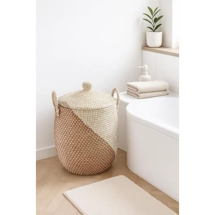 Kobolo Aufbewahrungskorb Schlangenkorb Korb NAGA Seegras inkl. Deckel (Stück, 1 St, 1 Stück), Korb mit Deckel – Bild 2