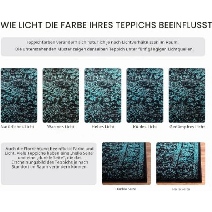 Safavieh Quadratischer Teppich 122x122 cm - Adirondack Collection - Transitional Design, Schwarz & Petrol, Pflegeleichte Synthetikmischung, Ideal für Wohnzimmer, Schlafzimmer, Büro – Bild 4