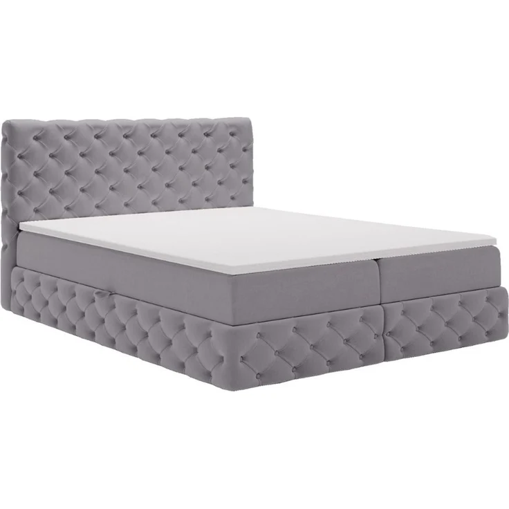 GRAINGOLD Canolo Doppelbett 180x200, Boxspringbett mit zwei Bettkästen, Glamour Stil, Velour-Stoff, Grau – Bild 2