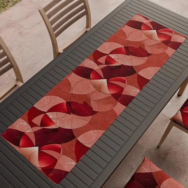 Petti Artigiani Italiani - Zubehör für Küchentextilien, eleganter Tischläufer, 40x140 cm, aus Mikrofaser, Tischtuch mit Digitaldruck, Kreis rot – Bild 2