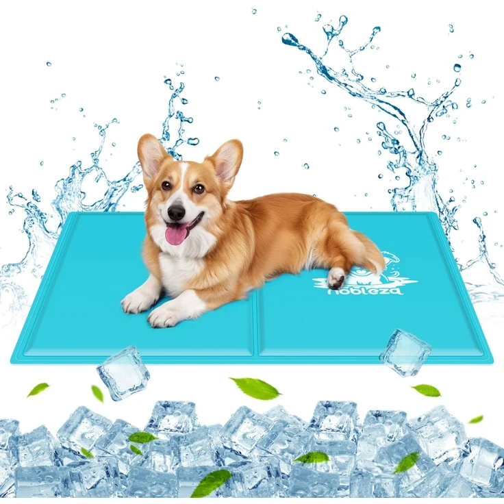 Nobleza Kühlmatte für Hunde, 65x50 cm Kühldecke Hund Selbstkühlend Ungiftige mit Gelauflagen Welpe Katzen Haustiere Kühlmatratze für Sommer, Hellblau, M