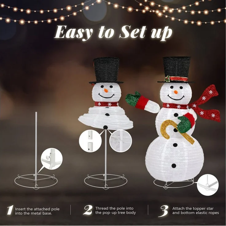 LALAHO Schneemann LED-Schneemann Weihnachten deko, 120cm mit 100 LEDs Weihnachtsbeleuchtung für Innen und Außen – Bild 3