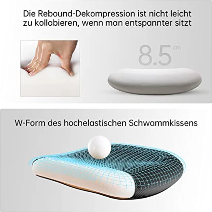 SIHOO Bürostuhl Ergonomischer Schreibtischstuhl, Drehstuhl hat Verstellbarer Lordosenstütze, Kopfstütze und Armlehne, Höhenverstellung und Wippfunktion, Rückenschonend, Bis 150kg/330LB Belastbar – Bild 7