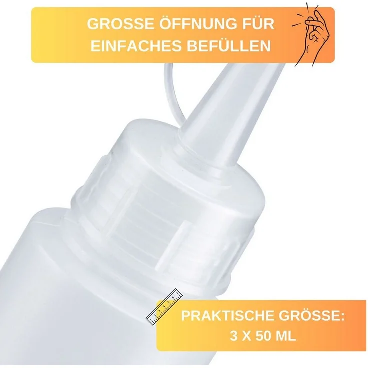 Thiru Aufbewahrungssystem 3er Set Quetschflaschen, BPA-frei und mit Verschlusskappe, (3-tlg) – Bild 2