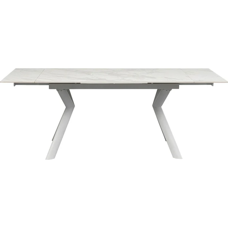 Kare Design Tisch Xenia, Weiß, Ausziehtisch, Pflegeleicht, von 140cm bis 200cm auziehbar, 4-8 Personen, Esszimmertisch, lackierte Steinplatte, 76 x 140 x 80 cm (H/B/T) – Bild 1