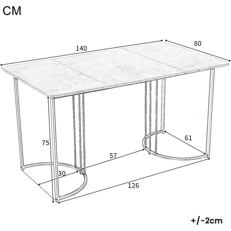 BBWL Esstisch Moderner Esstisch 140x80 cm mit MDF-Tischplatte im Marmor-Muster (rechteckiger Küchentisch mit robustem Metallgestell, verstellbaren Tischbeinen und elegant geschwungenem Design, ideal für Esszimmer, Wohnzimmer und Büro, stabile & flexibl... – Bild 3
