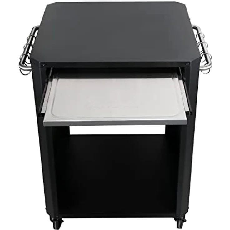 cozze® Edelstahl Outdoor Küchentisch mit Ausziehbarer Tisch/Schneidebrett - Vielseitig, Robust & Elegant für Pizzaöfen, Ideal für Außenküchen, 77 x 66.5 x 82.5 cm, Schwarz – Bild 7
