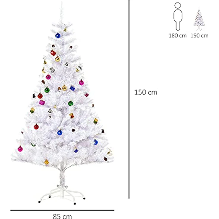 HOMCOM Künstlicher Weihnachtsbaum Künstlicher Weihnachtsbaum, 85x150 cm (BxH), weiß – Bild 8