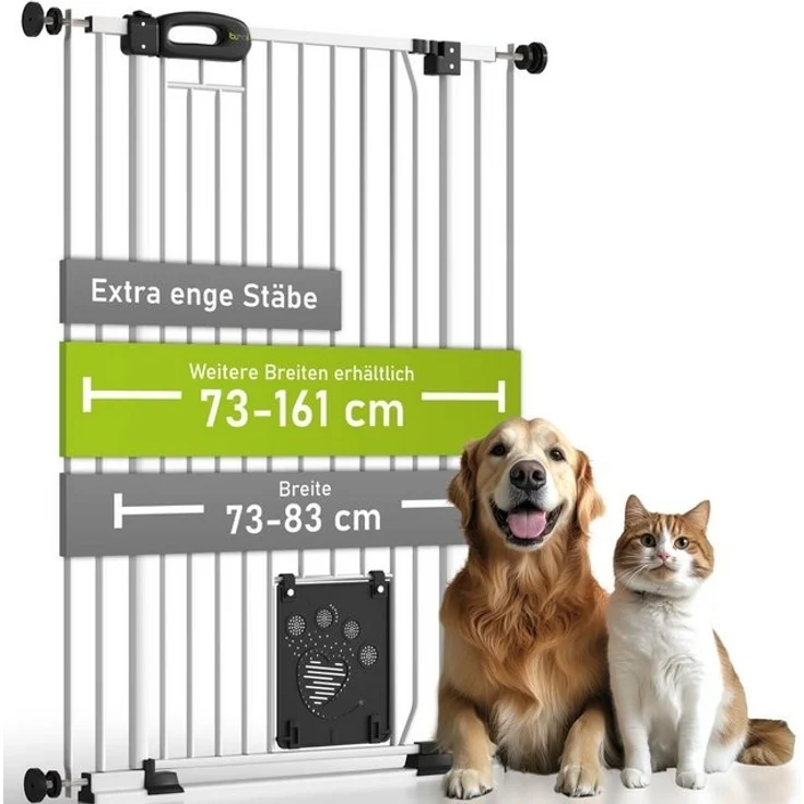 BOMI Türschutzgitter Tierschutzgitter Merle für Hunde 73–161 cm mit Tür, Katzenklappe (ohne Bohren, Verschraubbar, individuell), Tierschutzgitter ohne Bohren – Absperrgitter Tier extra enge Streben – Bild 4