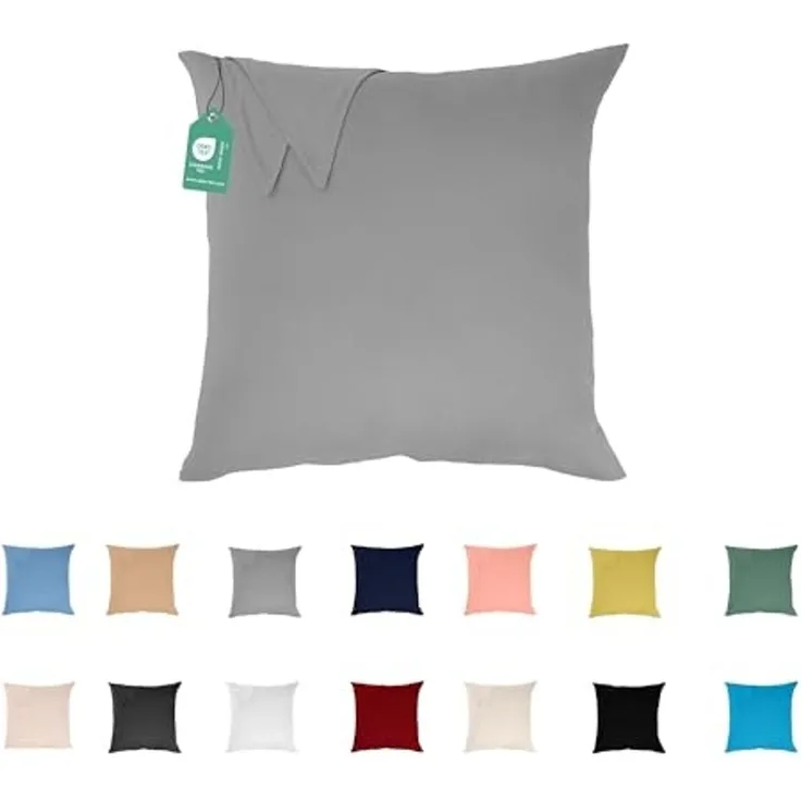 Livessa Kissenbezug 80x80 aus%100 Baumwolle Jersey Stoff - Verdeckter Reißverschluss, Kopfkissenbezug 80x80 cm, Kissenhülle, Ultra weich und atmungsaktiv, Oeko-Tex Zertifiziert