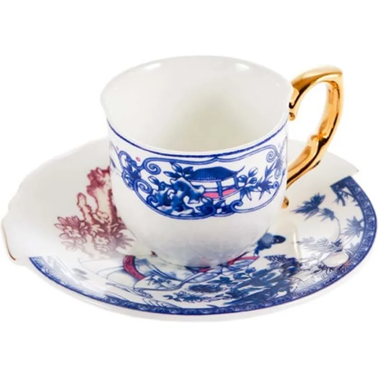 Seletti 09741 - Kaffeetasse mit Untertasse aus Hybrid Eufemia Porzellan ''