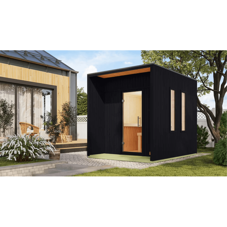 Karibu Saunahaus Laguna ohne Ofen in zwei Farben erhältlich schwarz – Bild 2