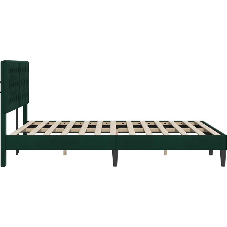 vidaXL Bettrahmen mit Kopfteil Dunkelgrün 160 x 200 cm Samt 42027675 – Bild 5