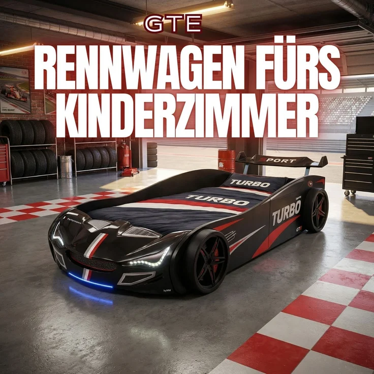 Autobett GTE Kinderbett im Rennwagen-Design mit Lattenrost Farbe Schwarz – Bild 8