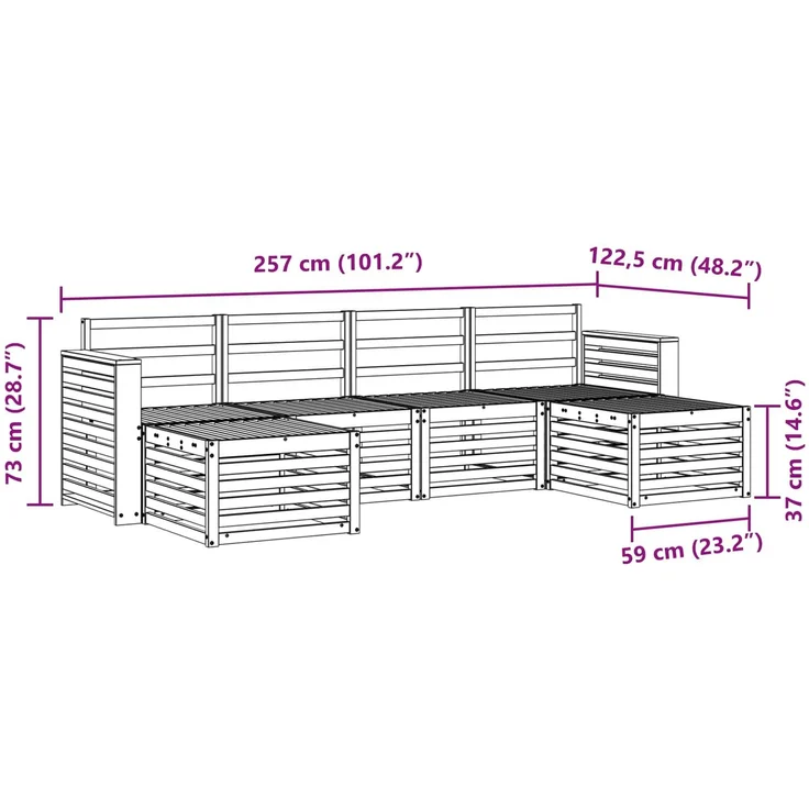 vidaXL Outdoor-Sofagarnitur 6 stk. 6-Sitzer Natur Massivholz Akazie 3375254 – Bild 8