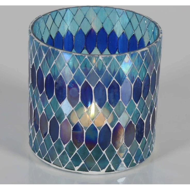 Marokkanisches Mosaik Windlicht Rayan Dunkelblau M – Bild 3