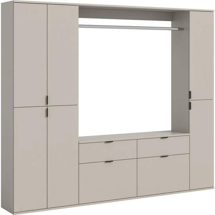 Home affaire Garderoben-Set TRONDHEIM, 5-teilig, Breite 212cm, individuell platzier- & erweiterbar, (Set, 4-St, bestehend aus: 2x Garderobenschrank & 3-tlgs. Zwischenbauelement), Garderobenschrank, Kleiderschrank, Schrankkombination, Garderobe – Bild 1