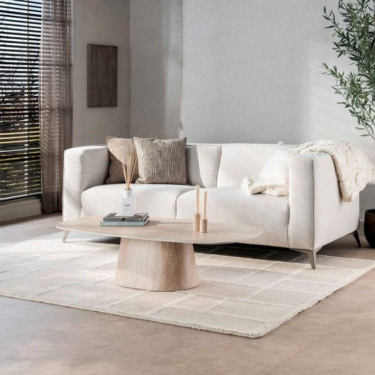 alesvelt Couchtisch CENTRO TRAVERTINO Dänisch-Ovaler Keramik-Couchtisch im Monolith-Design (1-Tisch), 135x70x35 cm Keramik, Travertin-Design – Bild 3