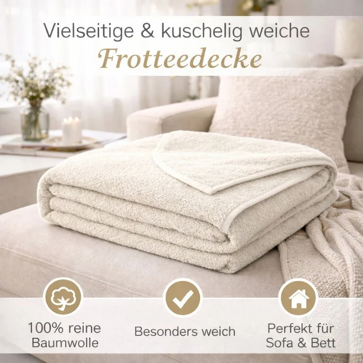 Wohndecke Frotteedecke, KiGATEX, 100% Baumwollfrottee, 150 x 200 cm – Bild 4