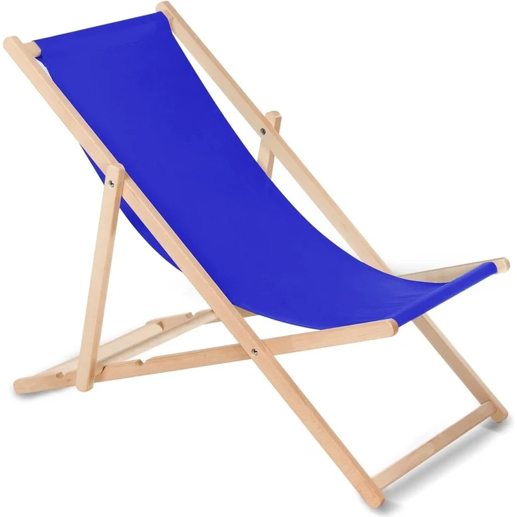 Green Blue Liegestuhl Sonnenliege Klappbar aus Buchholz ohne Armlehne Sonnenliege Gartenliege Liege (Blau) – Bild 1