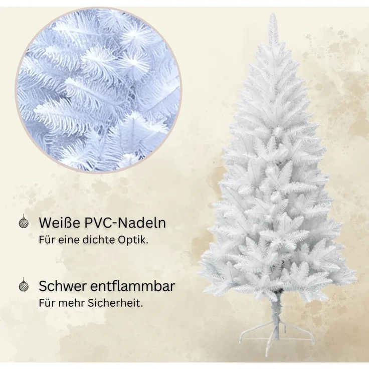 HXT 1015 Weiß 180 cm künstlicher Weihnachtsbaum inkl. Metallständer, schwer entflammbar – Bild 2