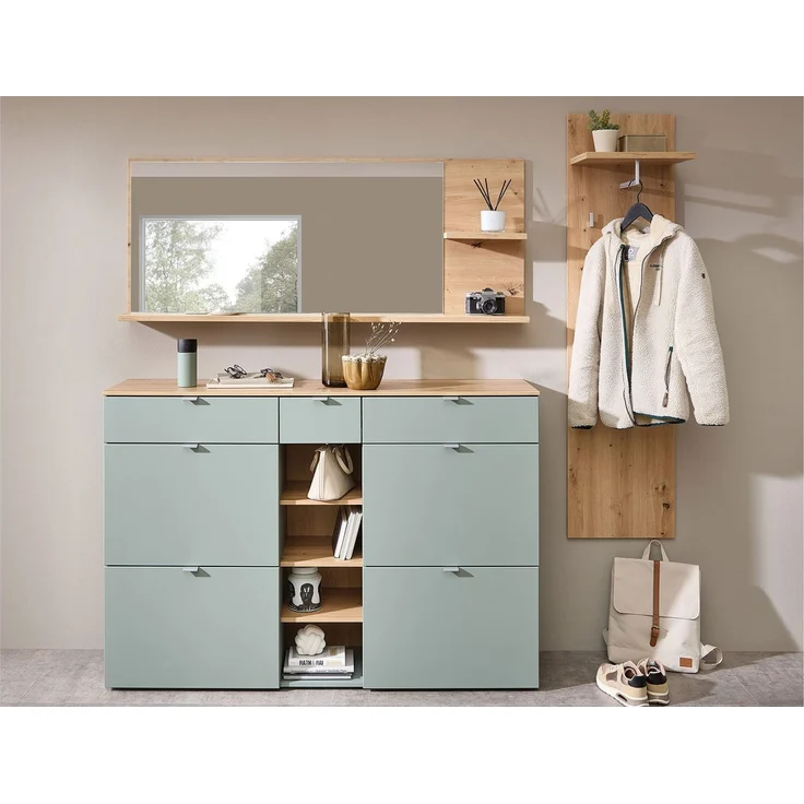 Schuhschrank Bari, Holzwerkstoff, Grün, 148 x 103 x 38 cm – Bild 4