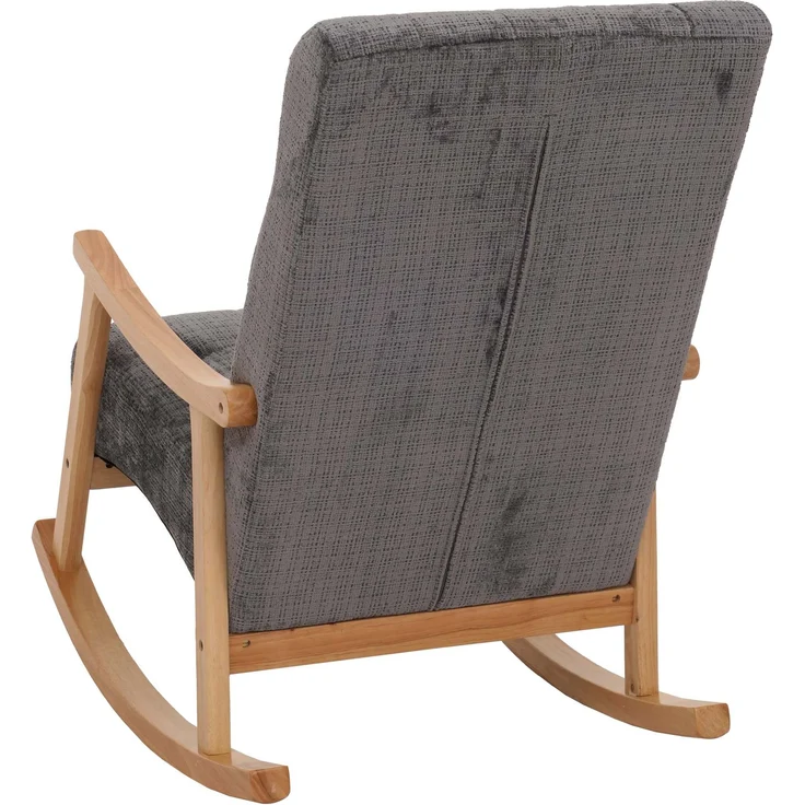 Schaukelstuhl HWC-K10, Relaxsessel, Holz FSC® Stoff/Textil Chenille (465g/m²) ~ dunkelgrau, Gestell natur – Bild 6