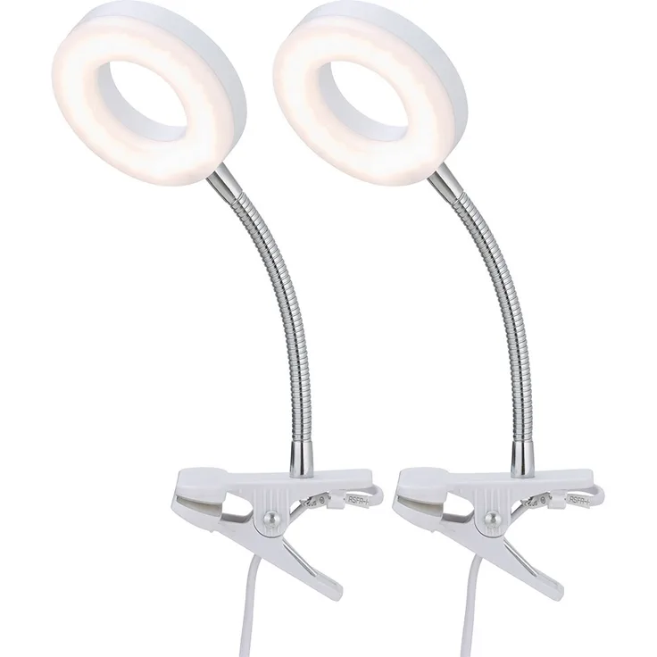 2x LED Tischleuchte, Spot beweglich, weiß, Metall, H 21cm