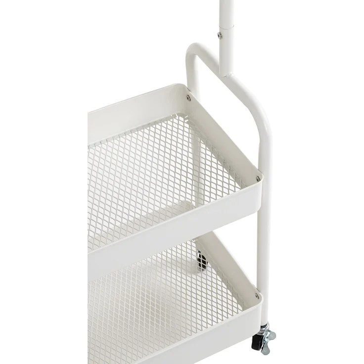 Haku Rollgarderobe aus weiß pulverbeschichtetem Stahlrohr mit Metall-Ablagen und Rollen, 85x31x155 cm – Bild 2