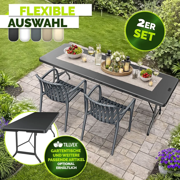 tillvex® Gartenstühle 2er Set Stapelbar Wetterfest | Outdoor Stühle bis 120kg belastbar | Gartenstühle Outdoor | Terrassenstuhl Gartenmöbel Balkon Garten Terrasse – Bild 3