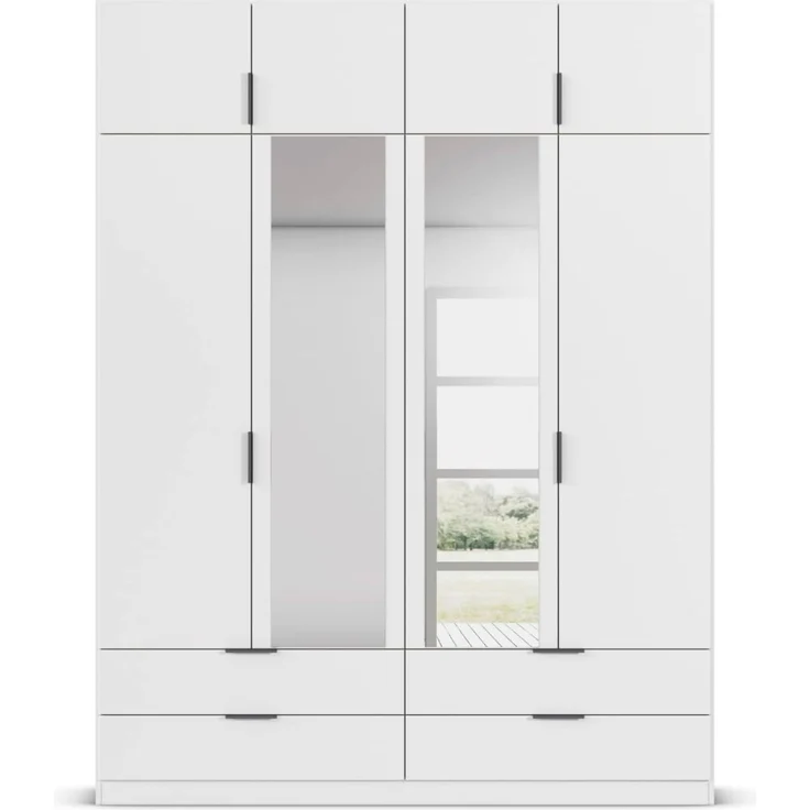 Rauch Möbel Lagoa, Kleiderschrank, Garderobe für Schlafzimmer, Kinderzimmer, Jugendzimmer 8-türig,mit Spiegel, 4 Schubladen, mit Zubehör Premium, Farbe Weiß, Breite 181 – Bild 10