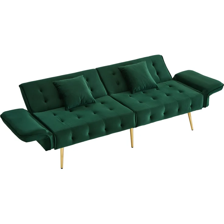 Merax Zweisitzer-Multifunktions-Sofabett mit Bettfunktion, verstellbarer Rückenlehne + mehrstelligen Armlehnen. Modernes Faltsofabett, Grün – Bild 10