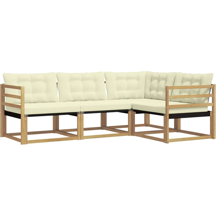 vidaXL Outdoor-Sofagarnitur 4 stk. Weiß und Creme 3388624 – Bild 2