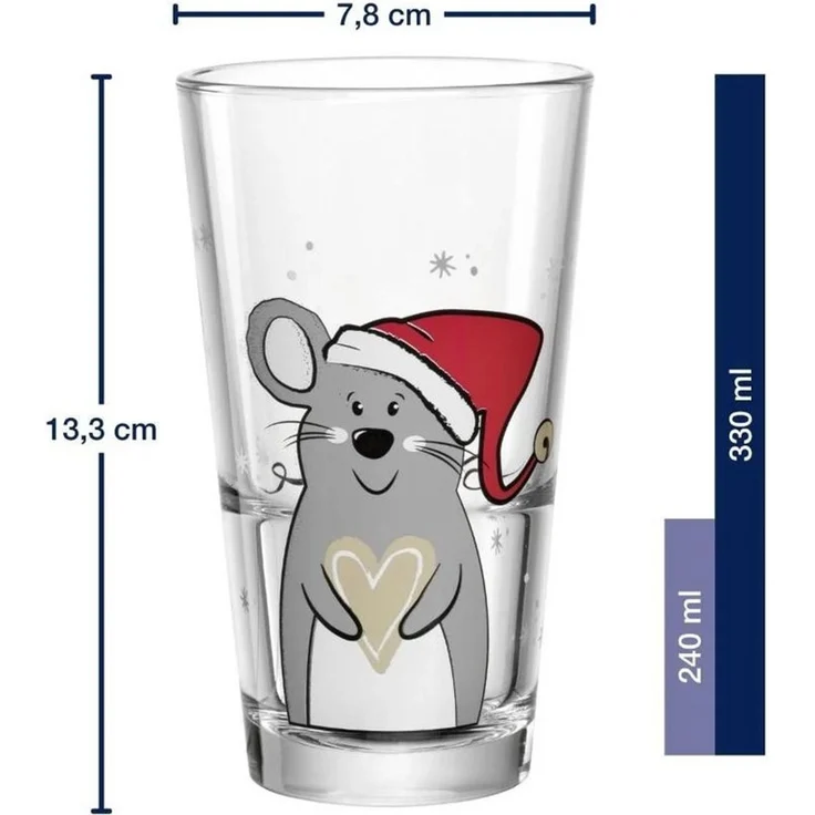 LEONARDO Longdrinkglas Leonardo Trinkglas Becher Weihnachtsmaus (330ml) – Bild 3