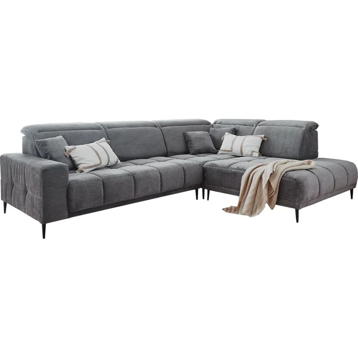 Komfort-Wohnlandschaft Luan / Livorno, Stoff, Grau, 317 x 107 x 234 cm – Bild 1