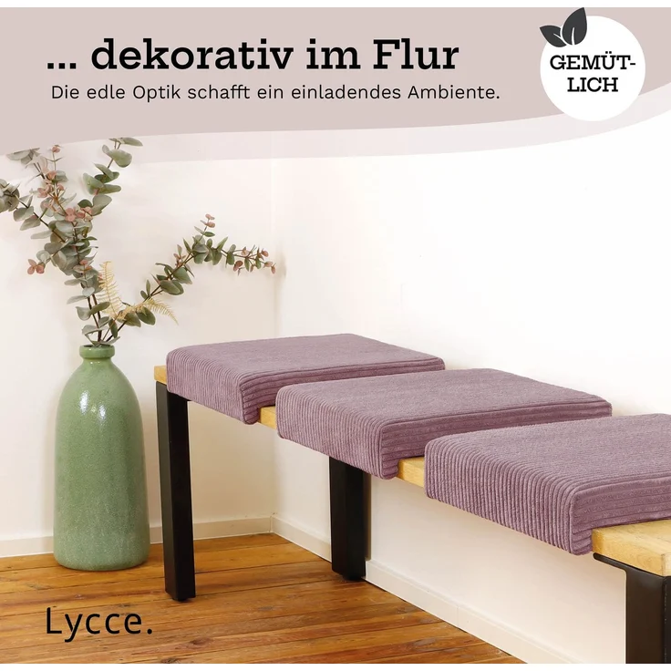 Lycce Bankauflage Klemmkissen mit Leiste - Cord, Polsterung, rutschfest Altrosa 8x40x38cm – Bild 7