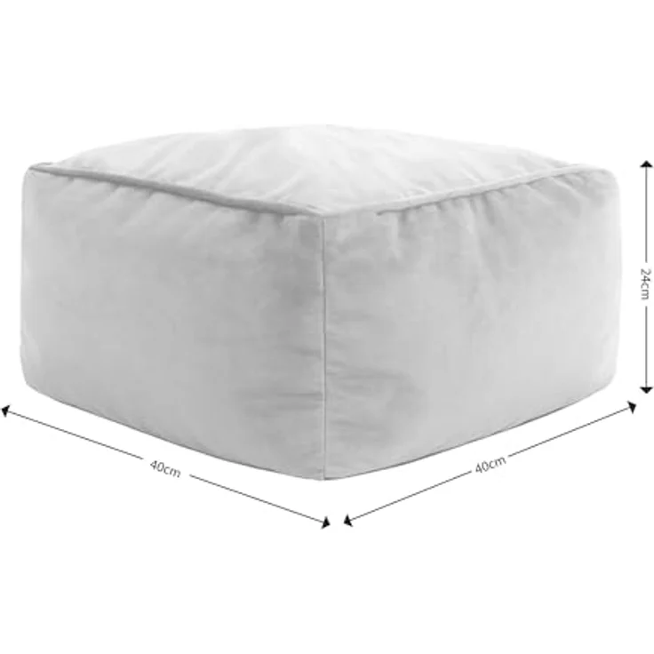 Icon Amara Hocker, Dunkelgrau, Flauschiger Samt Stoff, Samt Sitzsack, Sitzpuff Hocker mit Füllung, Fußhocker für das Wohnzimmer, Deko Wohnzimmer – Bild 4
