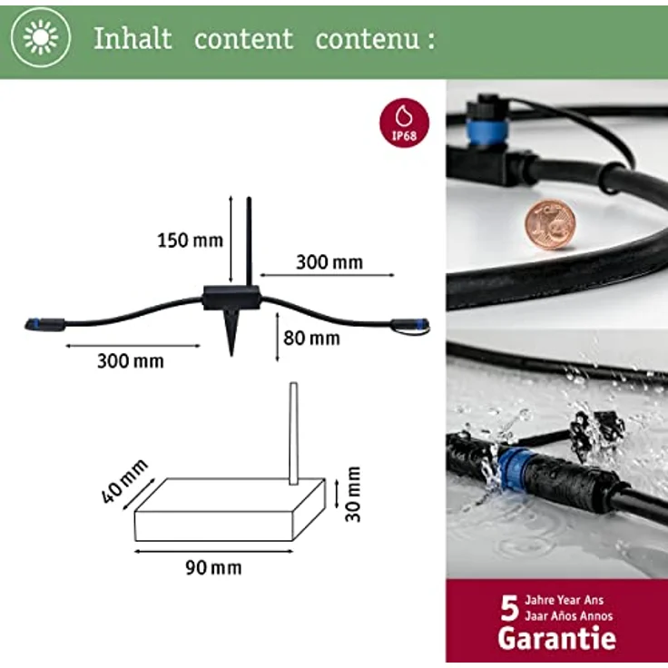 Paulmann 180.10 Outdoor Plug & Shine Controller, IP68 Aussenleuchten Zubehör, dimmbar für bis zu 75 Watt, mit Erdspieß – Bild 5