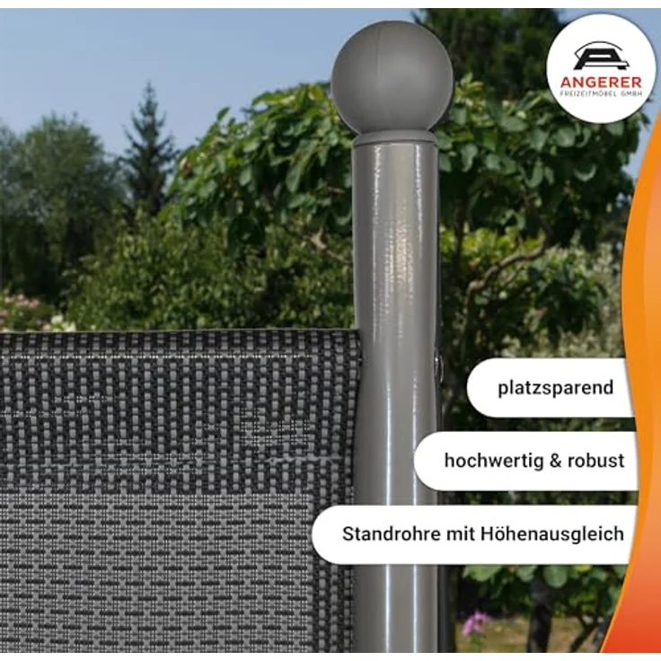 Angerer Freizeitmöbel GmbH Stellwand Primetex - Raumteiler & Raumtrenner Sichtschutz - einfache Montage ohne Bohren - Outdoor Paravent für Windschutz & Schatten auf Balkon (178x178 cm, Dunkelgrau) – Bild 6