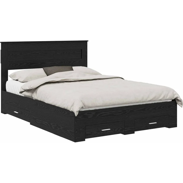 vidaXL Bettrahmen Schwarz Eichen-Optik 160 x 200 cm Holzwerkstoff 3409967 – Bild 1