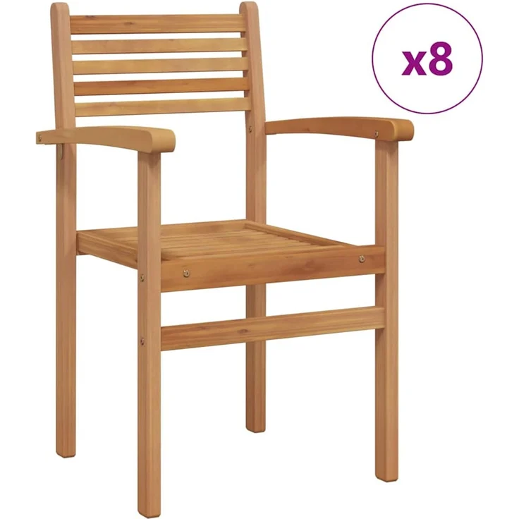 vidaXL Stuhl 8 Stk. Braun Massivholz Teak 3375765 – Bild 3