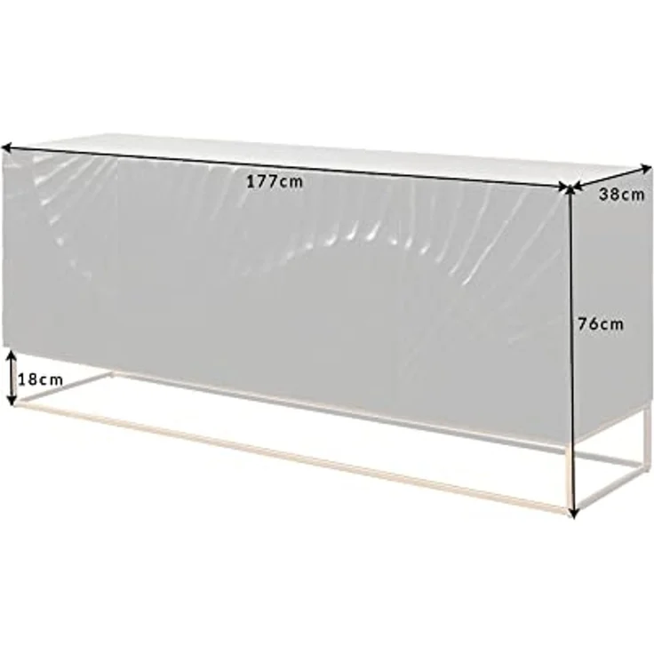riess-ambiente Sideboard SCORPION 180cm schwarz / gold · Anrichte aus Mango-Massivholz, Metall-Gestell · Kommode mit 4 Fächern · 3D Schnitzereien · Wohnzimmer – Bild 3