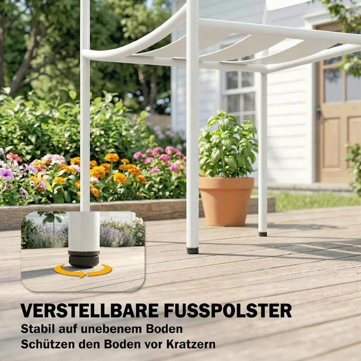 Bistroset 3 teiliges Metall Gartenmöbel-Set mit 2 Gartenstühlen, Glastisch, Lamellen-Design, Rostbeständig--Weiß--82x58x55cm--YOUDENOVA – Bild 10
